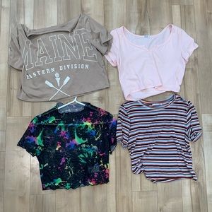 Assortment of crop tops.